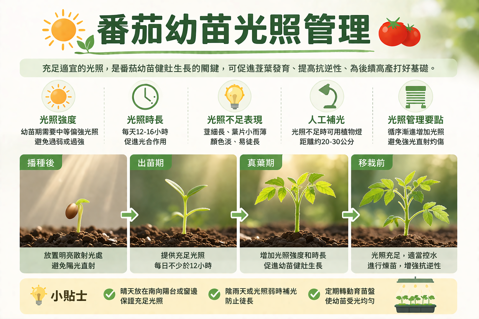 番茄幼苗光照管理