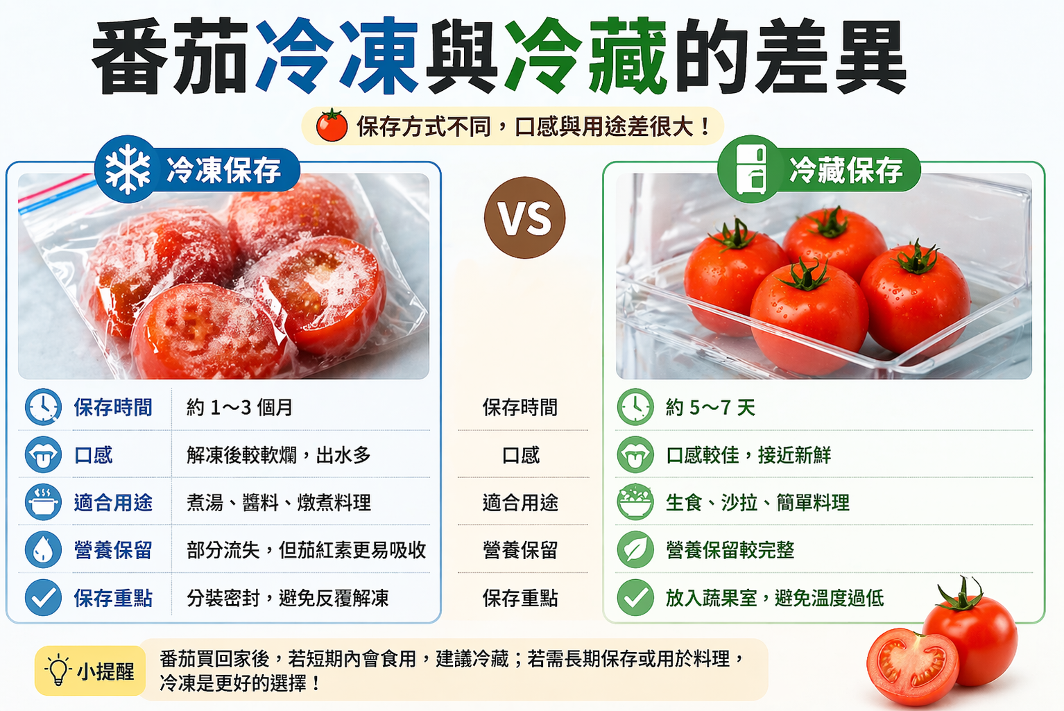 番茄冷凍與冷藏的差異