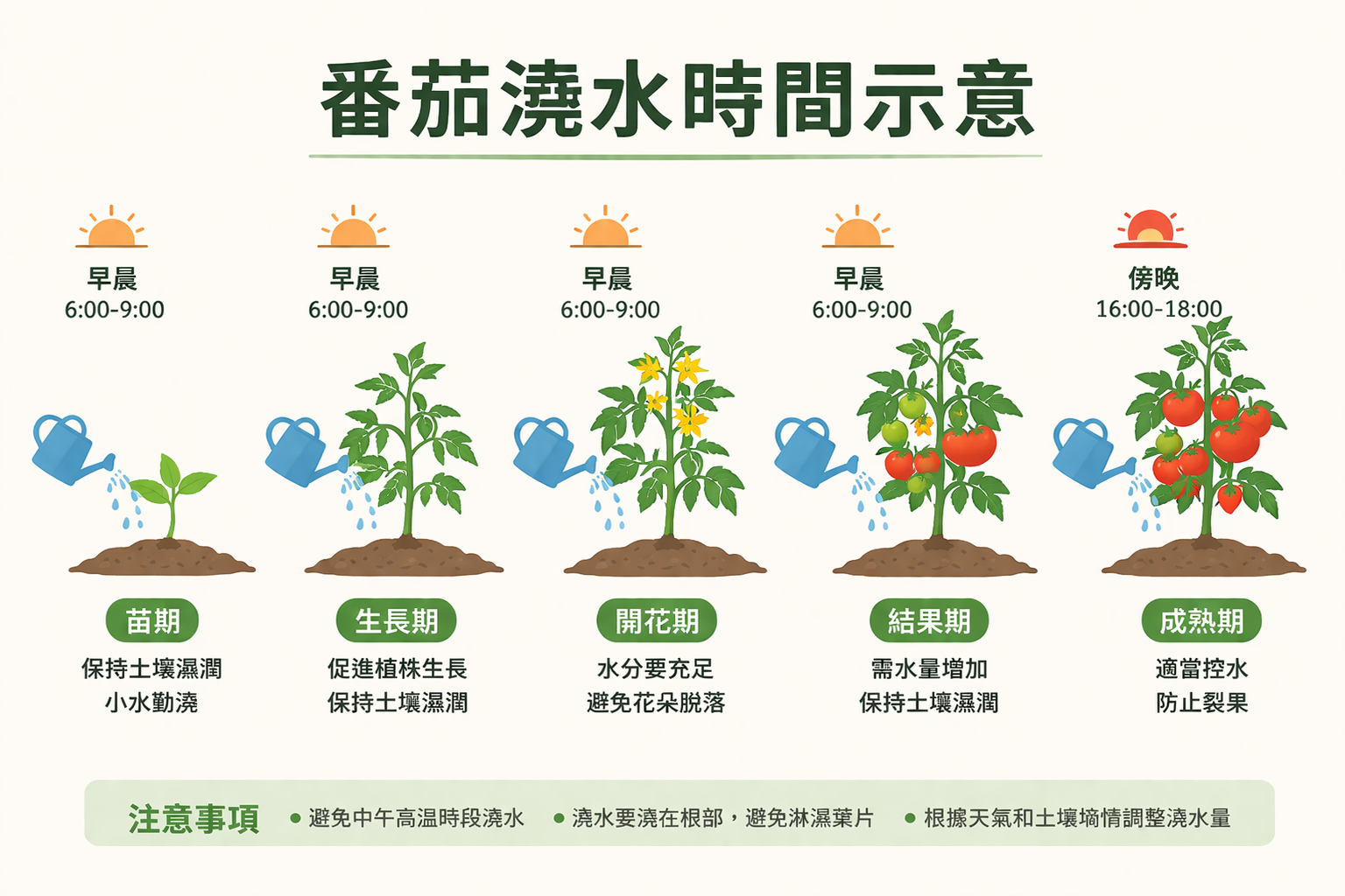 番茄澆水時間示意