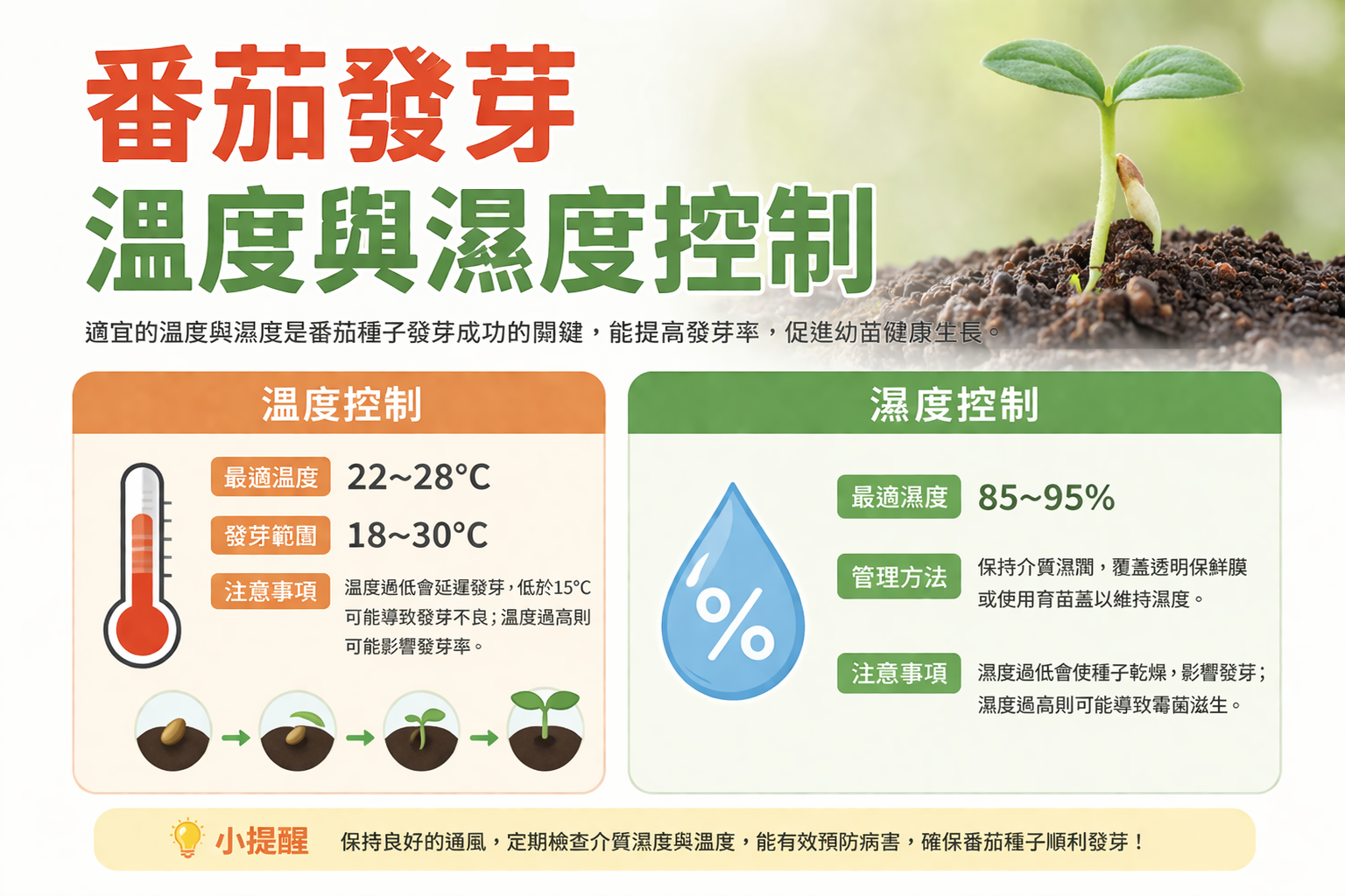 番茄發芽溫度與濕度控制