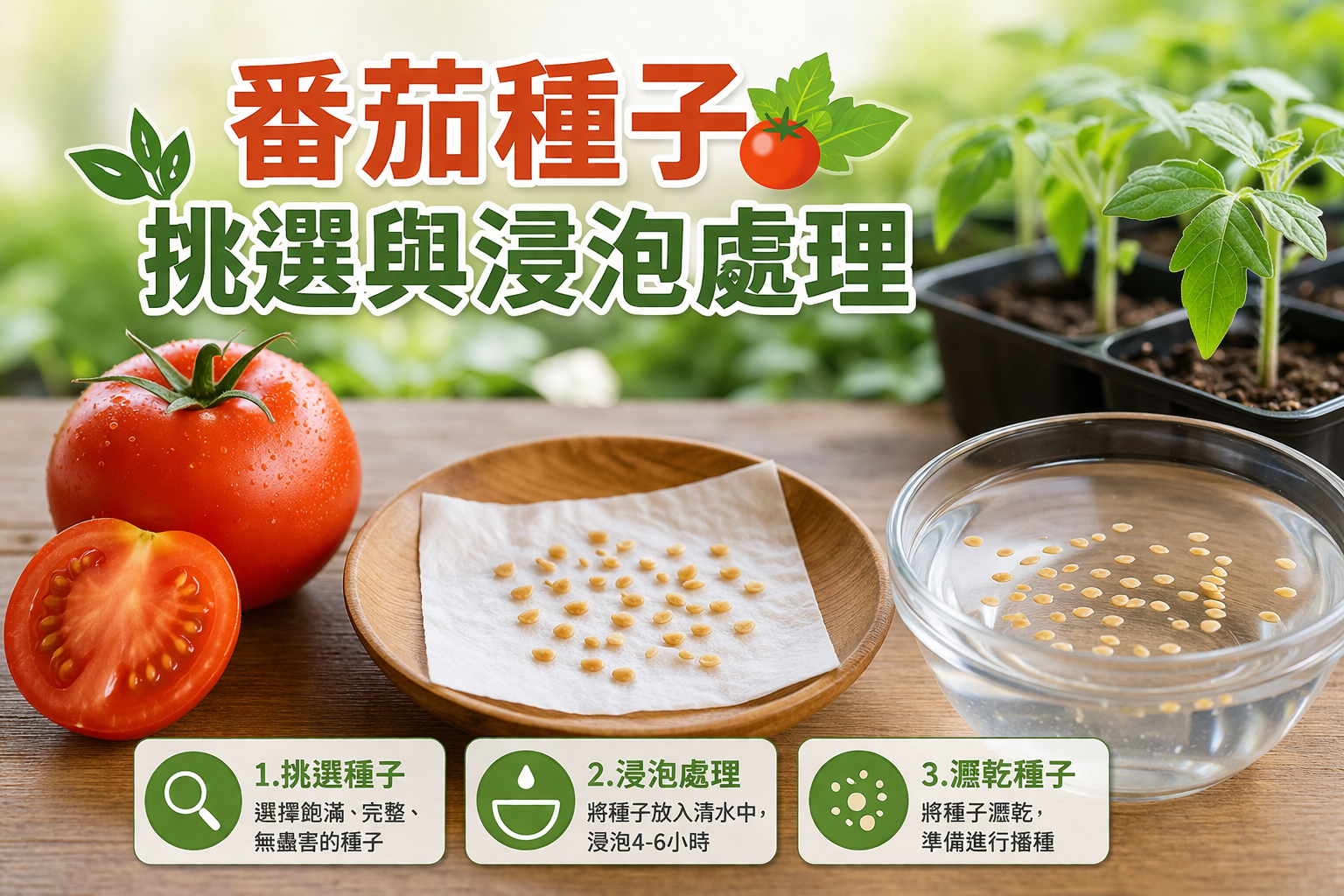 番茄種子挑選與浸泡處理